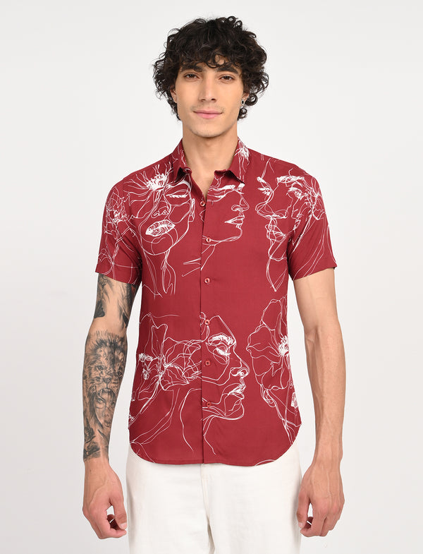 Men Causal Shirts ( face Art)