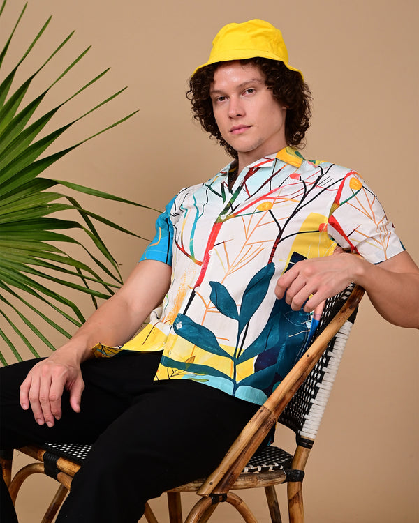 Modern Leaf Printed Shirts - Cream