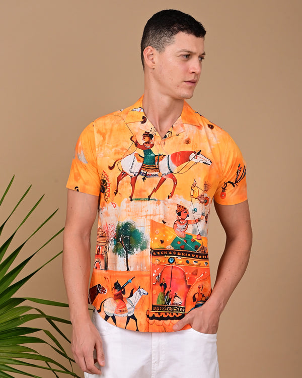 Tribals Printed Shirts - Yellow & Orange