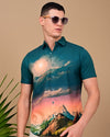 Moon With Mountain Printed Shirts - Multicolour