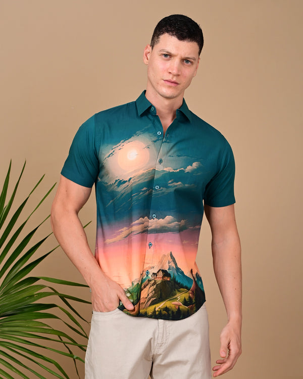 Moon With Mountain Printed Shirts - Multicolour