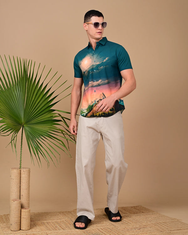 Moon With Mountain Printed Shirts - Multicolour