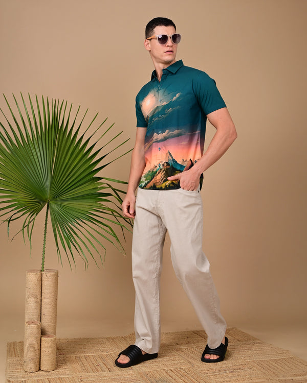 Moon With Mountain Printed Shirts - Multicolour