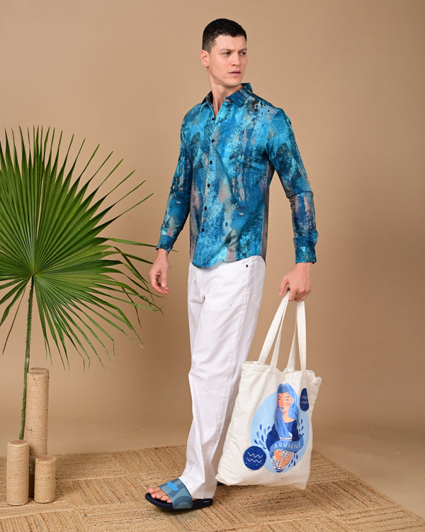 Denim Stain Printed Shirts - Multicolour