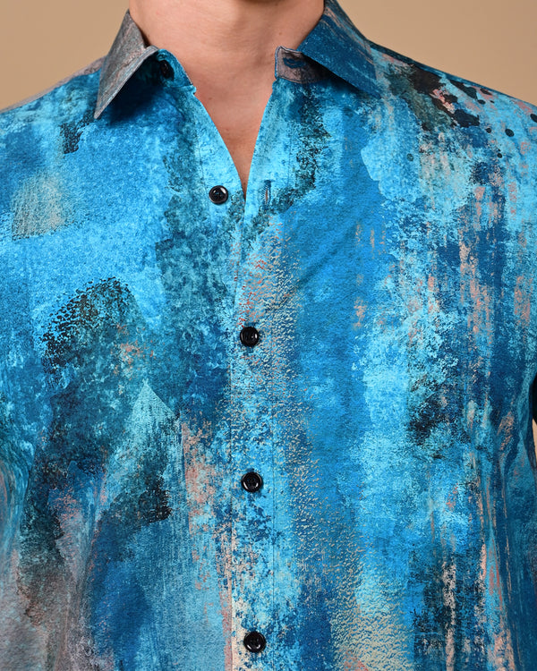 Denim Stain Printed Shirts - Multicolour