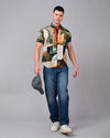 Geometry Printed Shirts - Dark Green