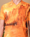 Boat Printed Shirts - Yellow & Brown