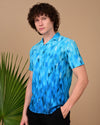 Brush Effect Printed Shirts - Blue