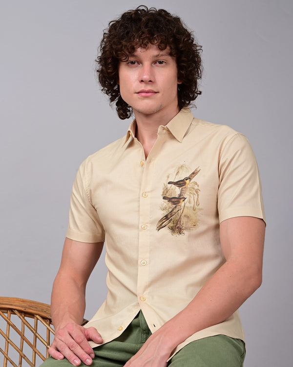 Two Birds Printed Shirts - Cream