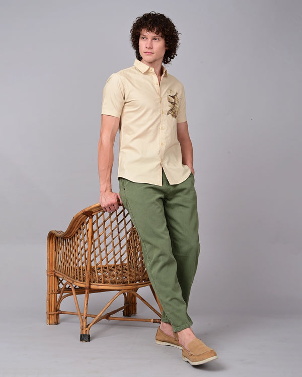 Two Birds Printed Shirts - Cream