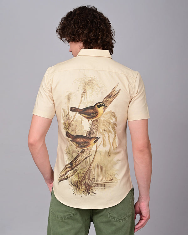 Two Birds Printed Shirts - Cream