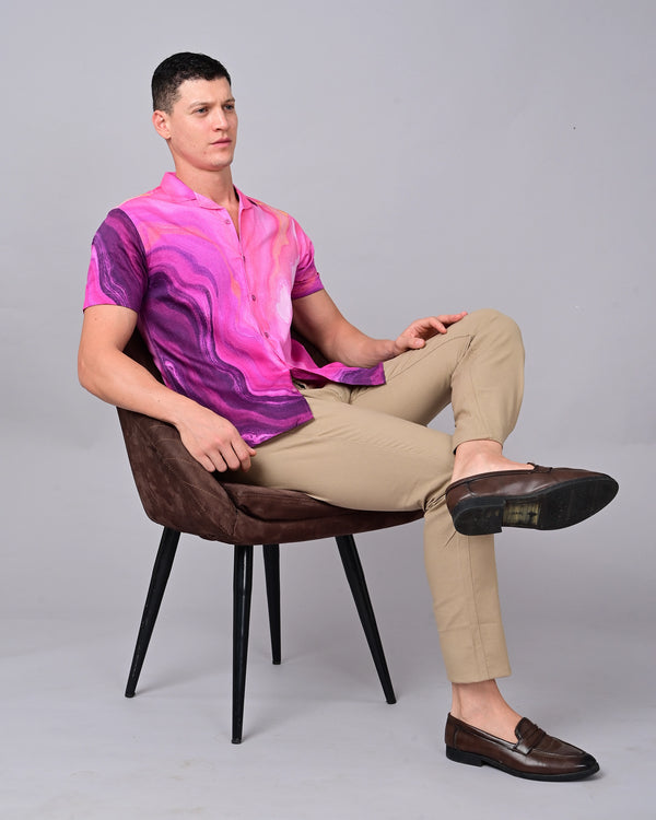Oil Painting Printed Shirts - Pink