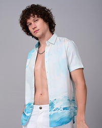 War Boat Printed Shirt - Blue