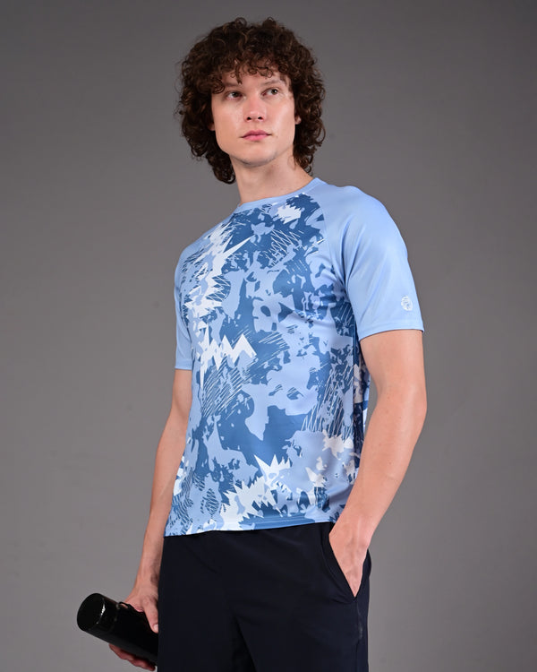 Men's Printed Tee - Light Blue