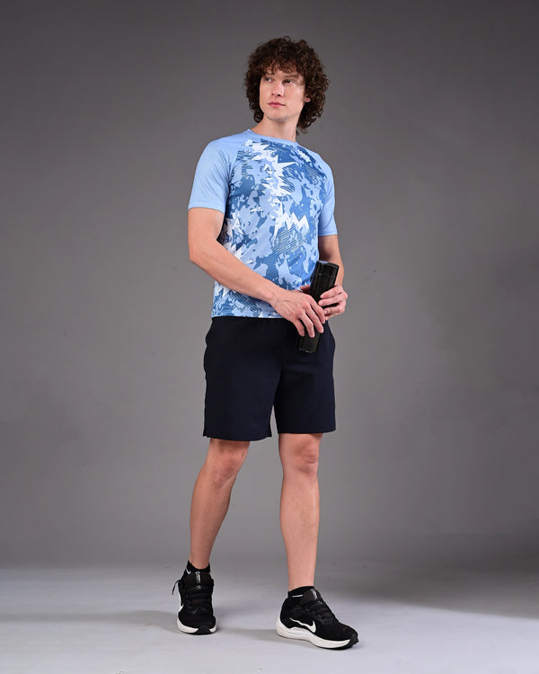 Men's Printed Tee - Light Blue