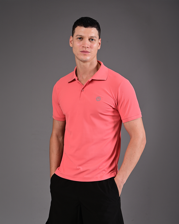 Men's Solid Polo - Coral