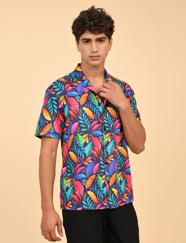 Men Causal Shirts (Leaf Print)