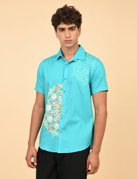 Rangoli Art Printed Shirts - Sky Blue