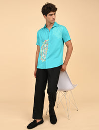 Rangoli Art Printed Shirts - Sky Blue