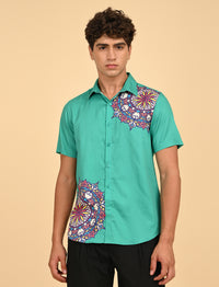 Rangoli Art Printed Shirts - Green