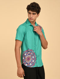 Rangoli Art Printed Shirts - Green