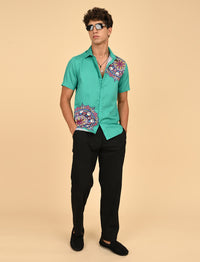 Rangoli Art Printed Shirts - Green