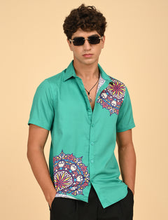 Rangoli Art Printed Shirts - Green