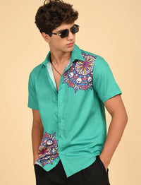 Rangoli Art Printed Shirts - Green