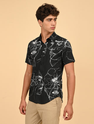 Face Art Printed Shirts - Black