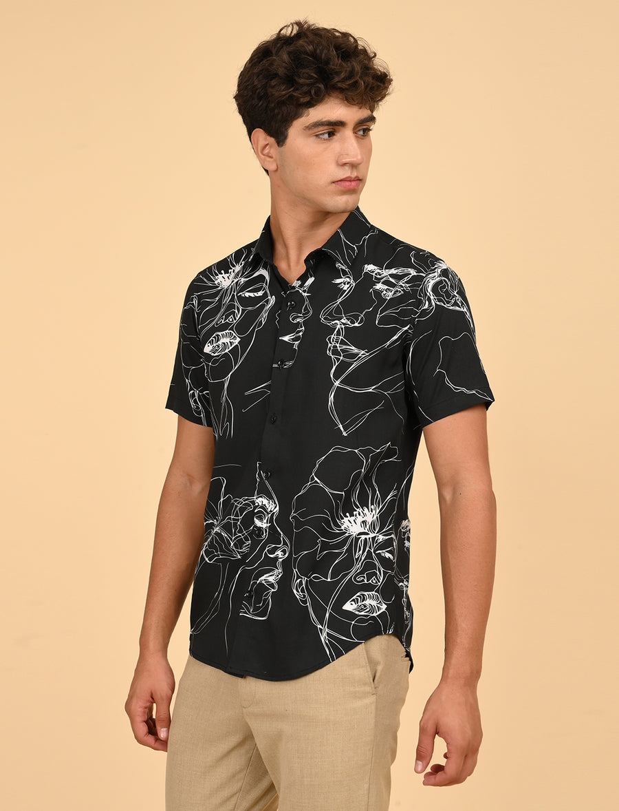 Face Art Printed Shirts - Black