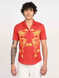 Men Causal Shirts - Dragon Print