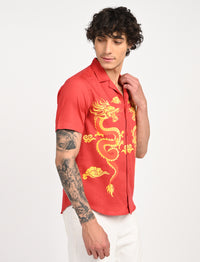 Men Causal Shirts - Dragon Print