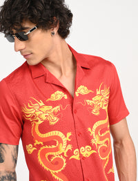 Men Causal Shirts - Dragon Print