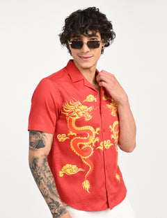 Dragon Printed Shirts - Dragon Red