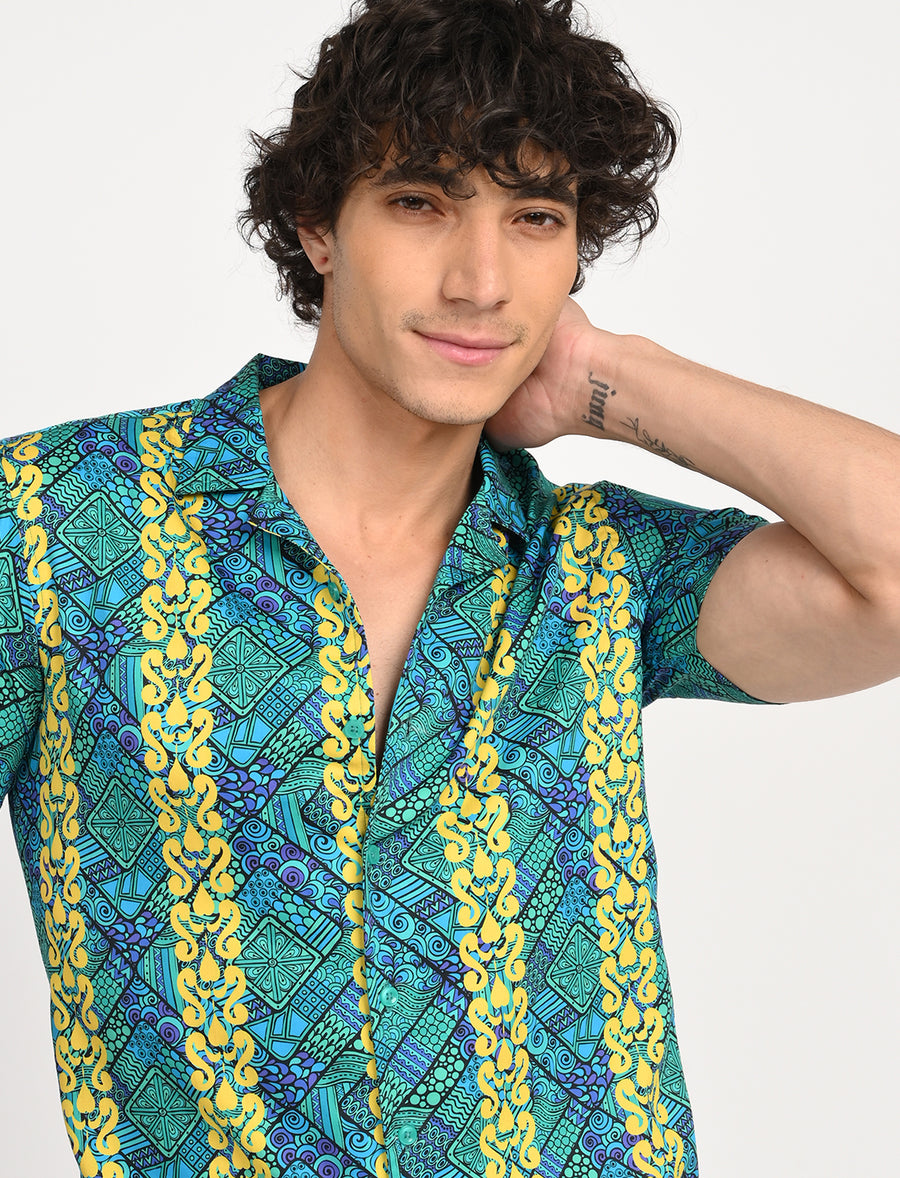 Dragon Printed Shirts - Green