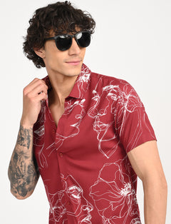 Face Art Printed Shirts - Red