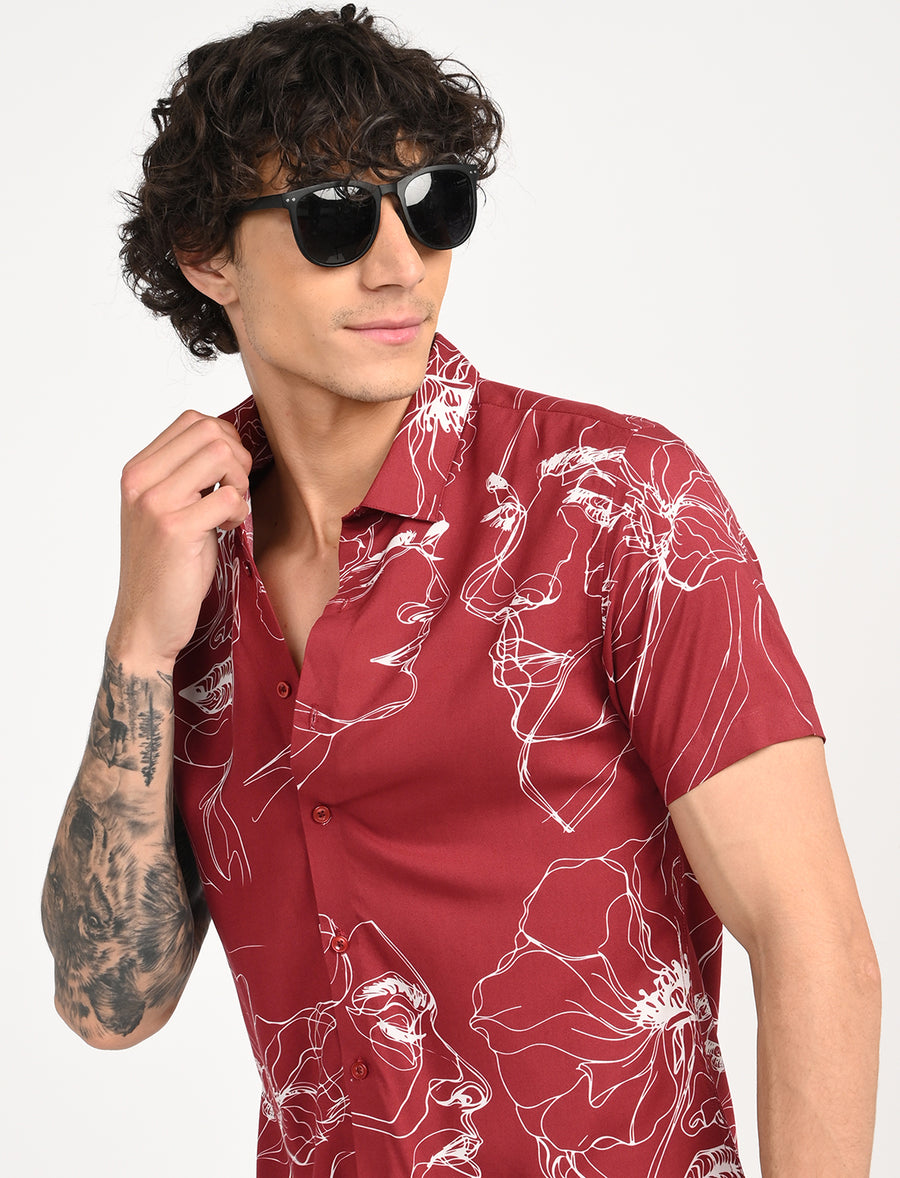 Men Causal Shirts ( face Art)