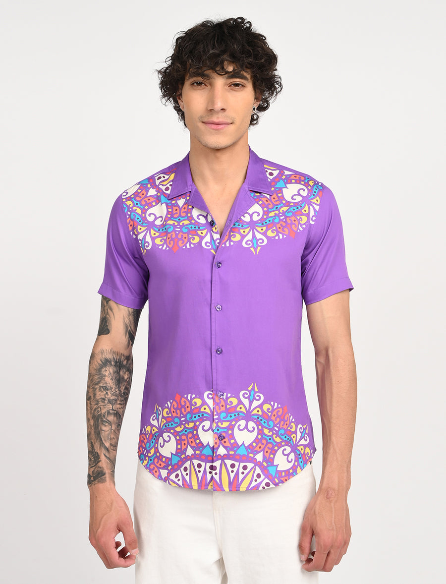 Rangoli Art Printed Shirts - Purple