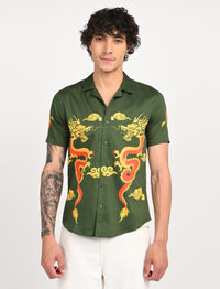 Men Causal Shirts - Dragon Print