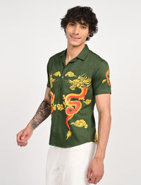 Men Causal Shirts - Dragon Print