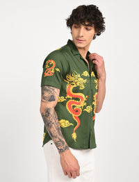 Men Causal Shirts - Dragon Print