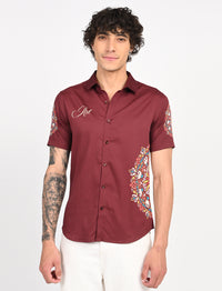 Rangoli Art Printed Shirts - Red