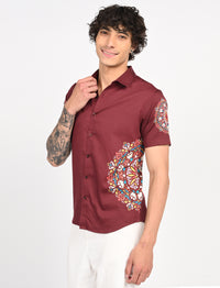 Rangoli Art Printed Shirts - Red