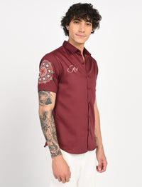 Rangoli Art Printed Shirts - Red