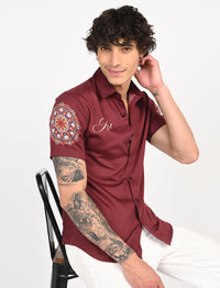Rangoli Art Printed Shirts - Red