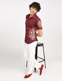Rangoli Art Printed Shirts - Red