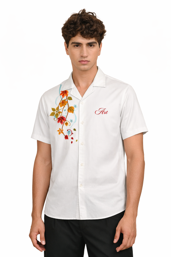 Mens Casual Shirt(Leaf Print)