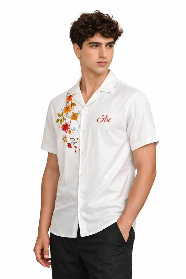 Mens Casual Shirt(Leaf Print)