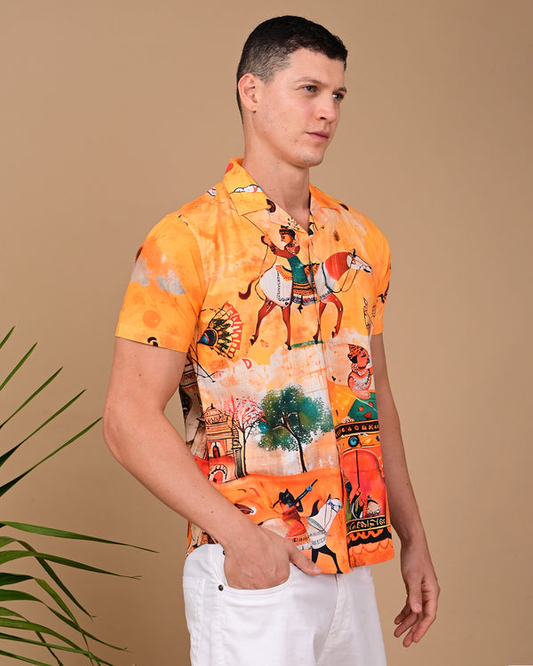 Tribals Printed Shirts - Yellow & Orange