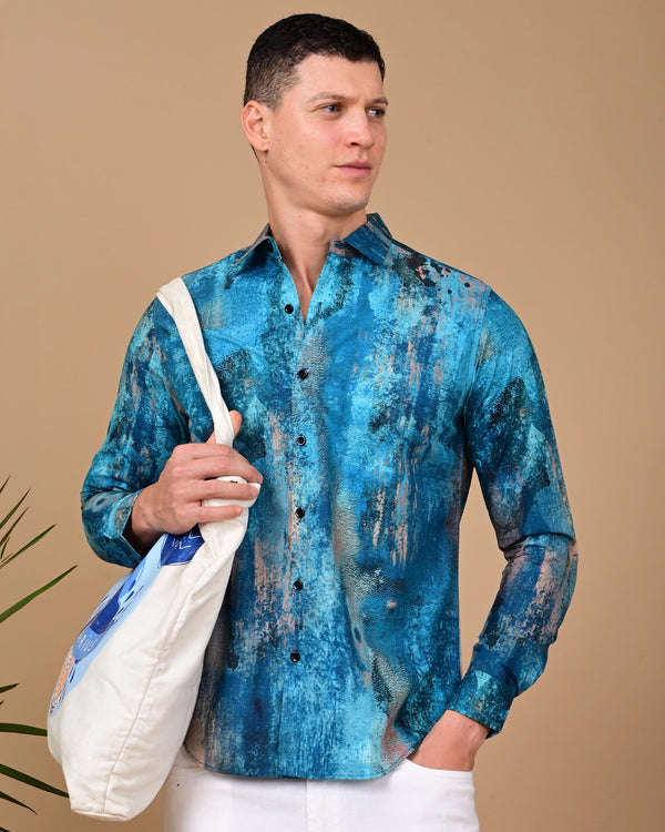 Denim Stain Printed Shirts - Multicolour